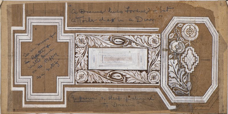 Lucile Lloyd: Architectural design for a ceiling with poppy design