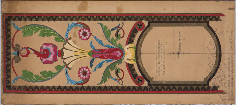 Lucile Lloyd: Study for a beam and rafter ceiling with floral pattern