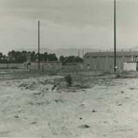 World War II Marine base and future site of the UC Santa Barbara campus: view of gymnasium and pool