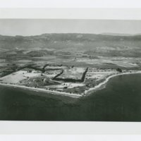 World War II Marine base and future site of UC Santa Barbara: aerial view of site and coastline